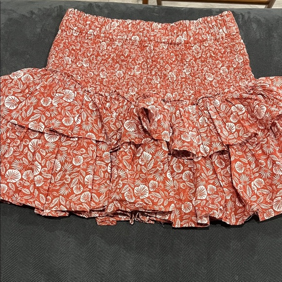 LOFT Dresses & Skirts - Cotton Women’s Floral Ruffle Mini Skirt - Rust/White